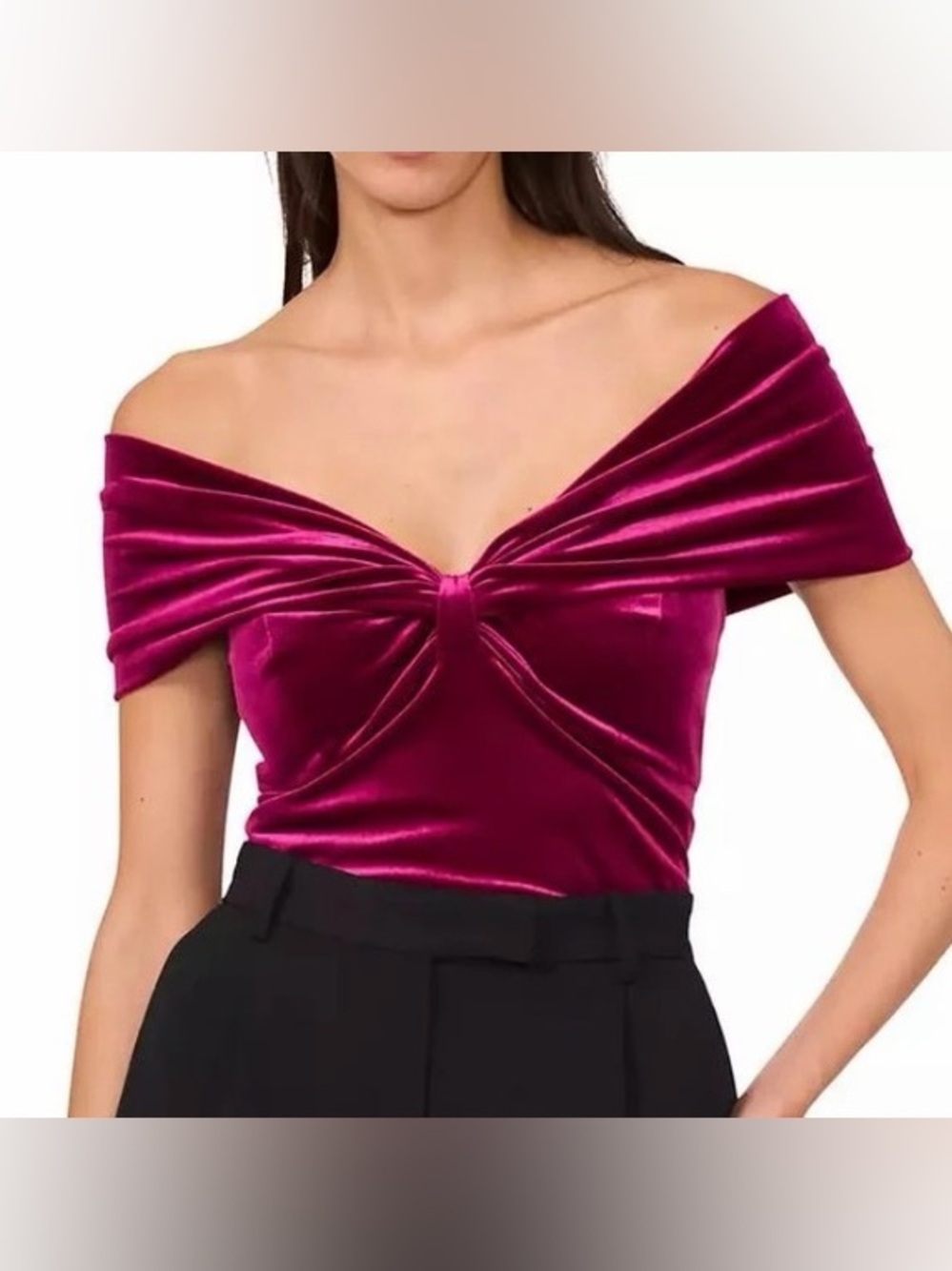 Women’s Parker Off-Shoulder Velvet Top in Fuchsia size medium NWOT